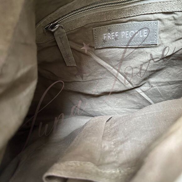 FREE PEOPLE Bobbi Slouch Suede Tote In Khaki / Olive NWT - Picture 7 of 9